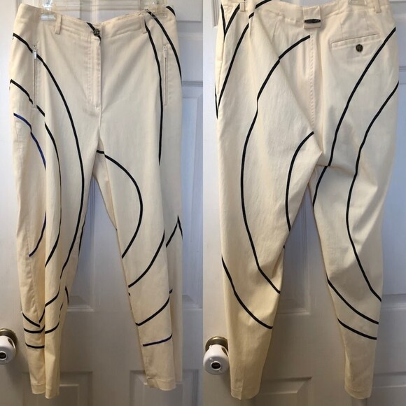 JAMIE SADOCK Women's Pastel Yellow with Stripe Stretch Pants Size 8 Golf Apparel - Picture 3 of 9